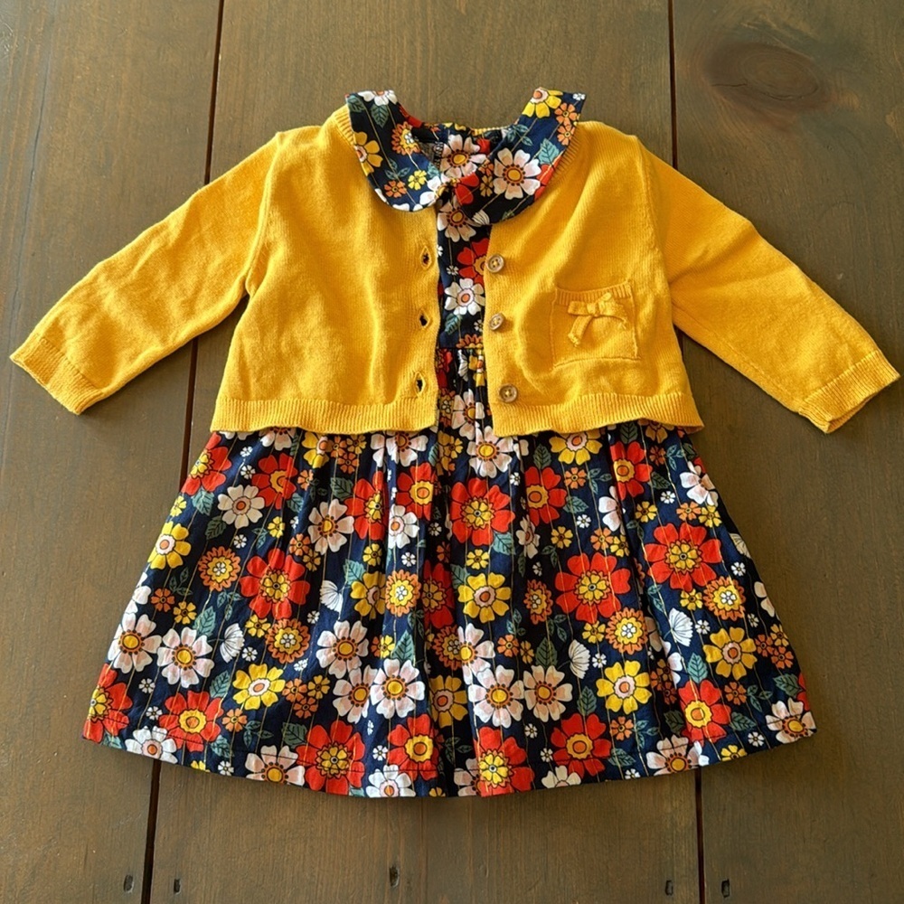Good Lad Baby Girls Fall Floral Cardigan and Dress 9 Months